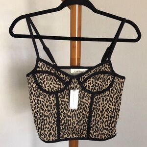 NWT Anthropologie Blue Tassel Corset Cami in a Neutral Pattern